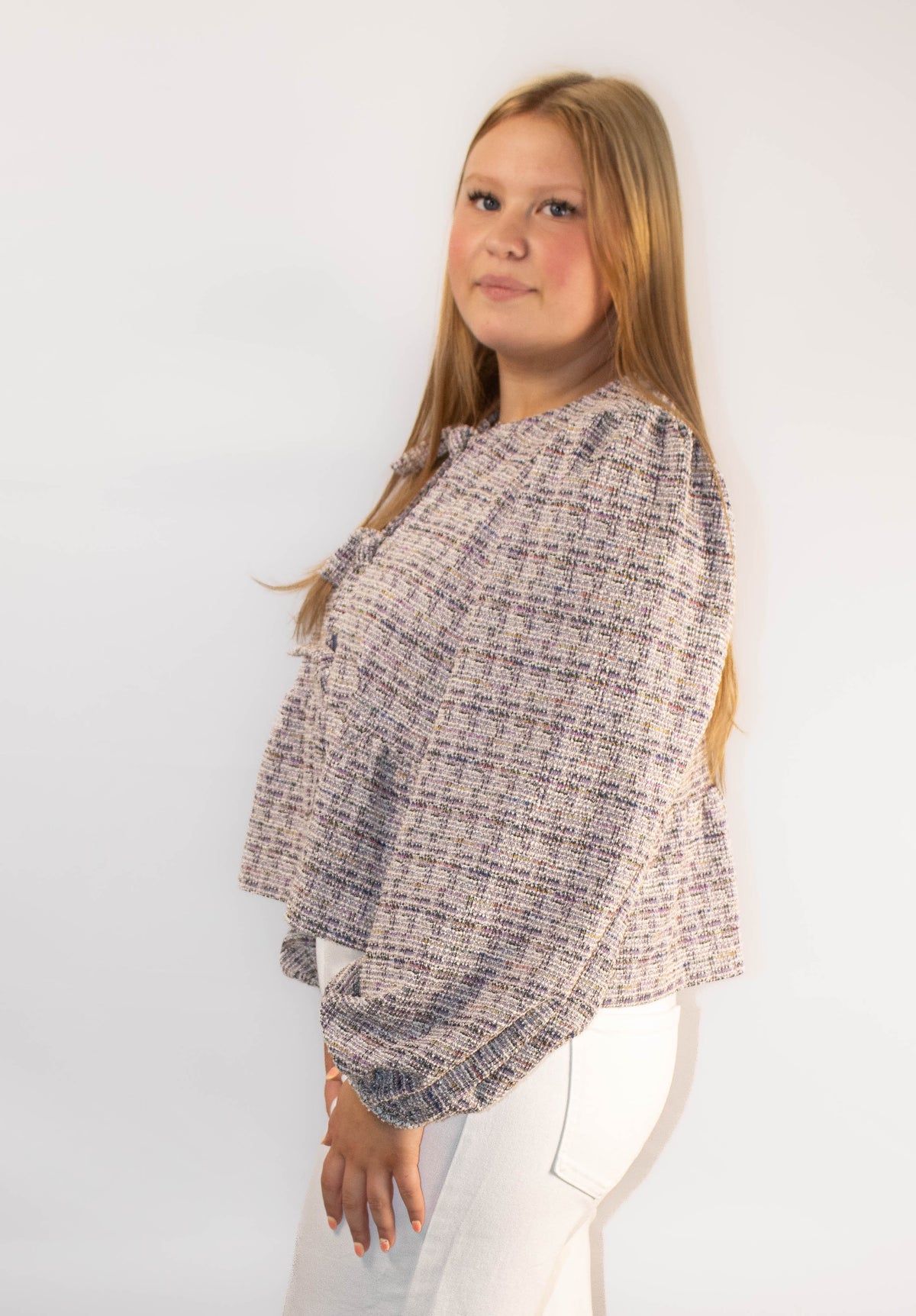 Textured Knit Balloon Sleeve Top