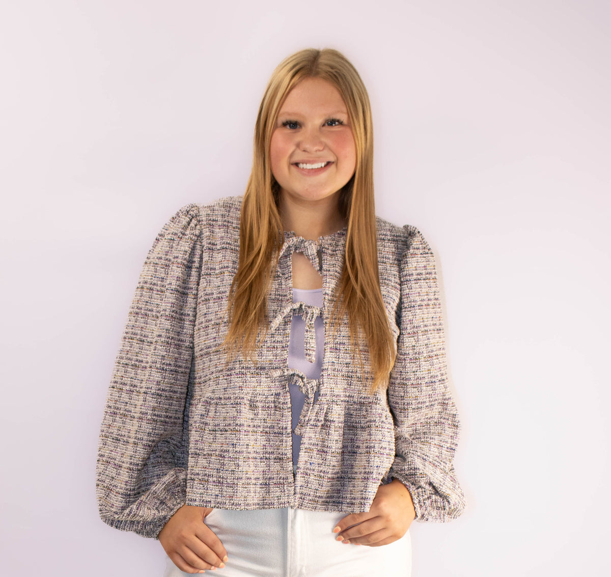 Textured Knit Balloon Sleeve Top