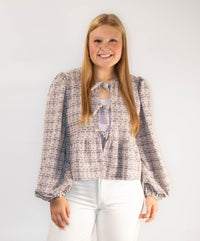 Textured Knit Balloon Sleeve Top