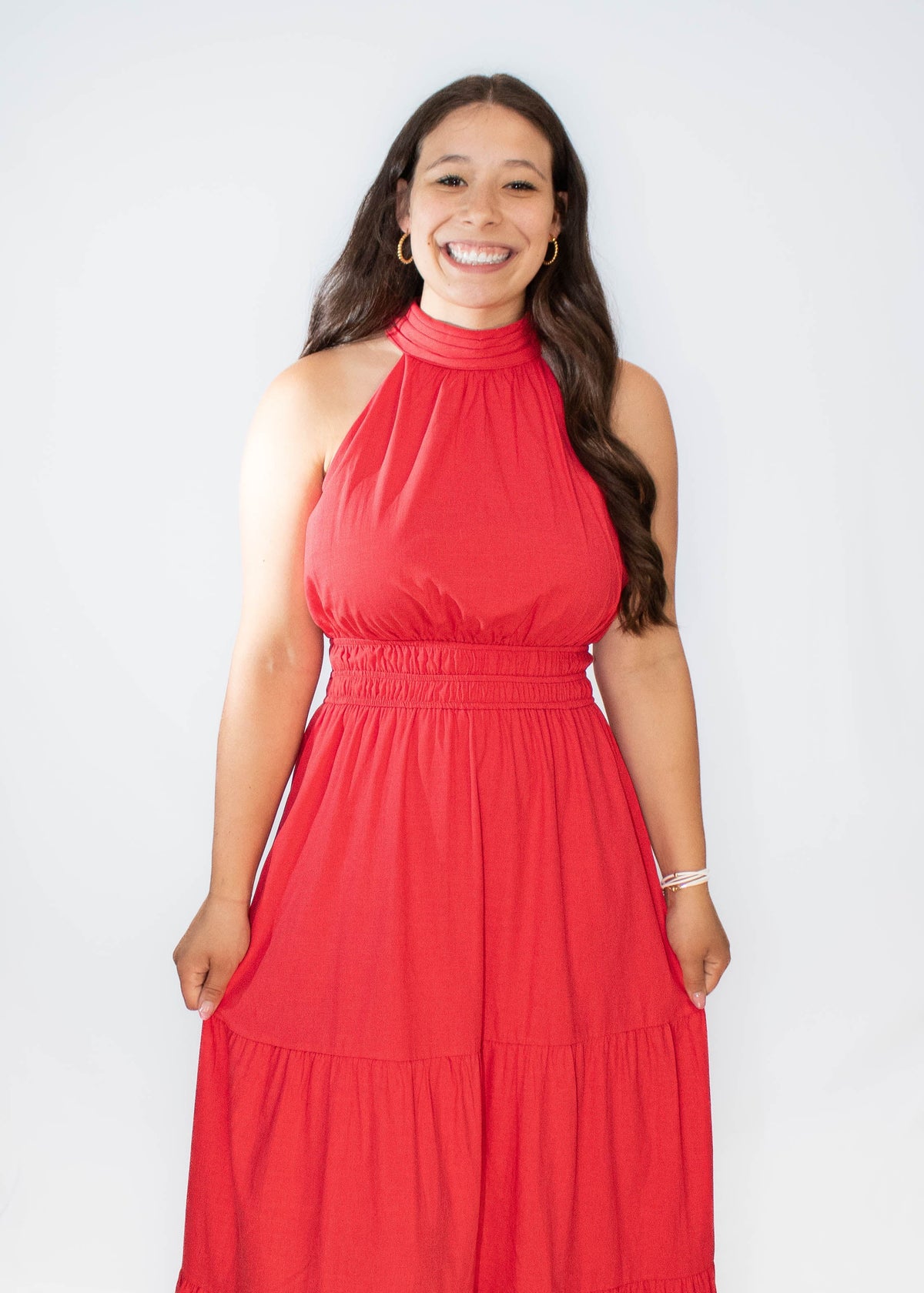 Halter Maxi Dress- Red