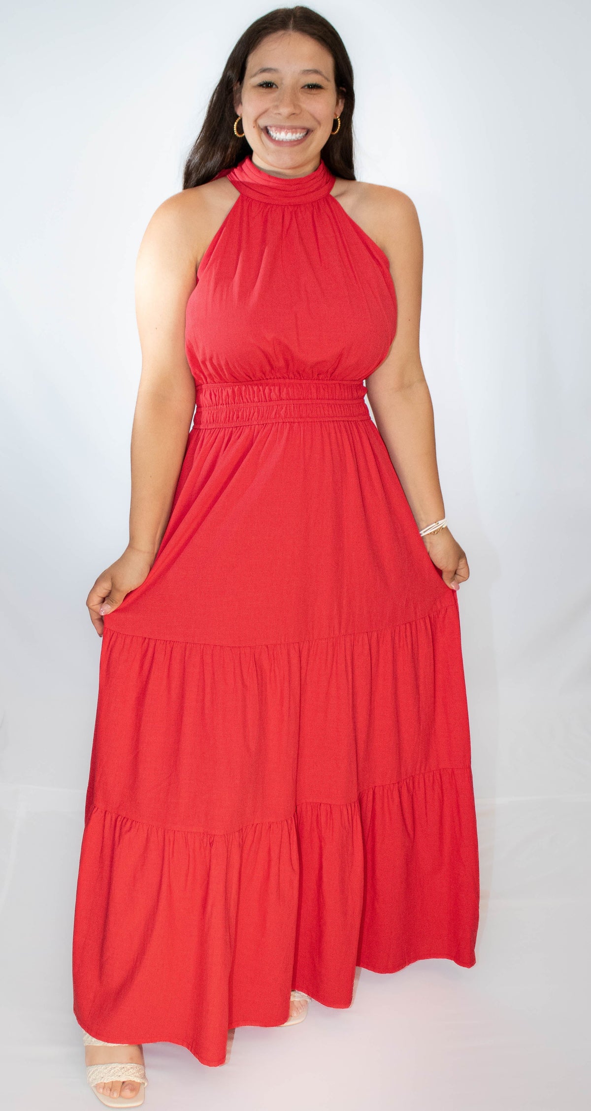 Halter Maxi Dress- Red