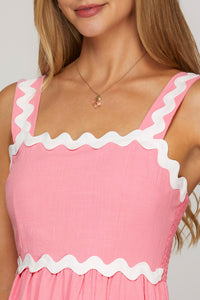 Ric Rac Trimmed Woven Midi Dress