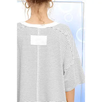 Basic Striped Drop Shoulder Short Sleeves Top