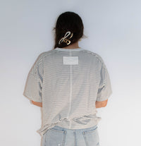 Basic Striped Drop Shoulder Short Sleeves Top