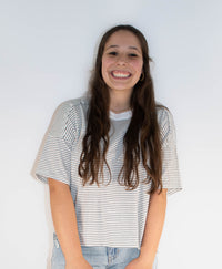 Basic Striped Drop Shoulder Short Sleeves Top