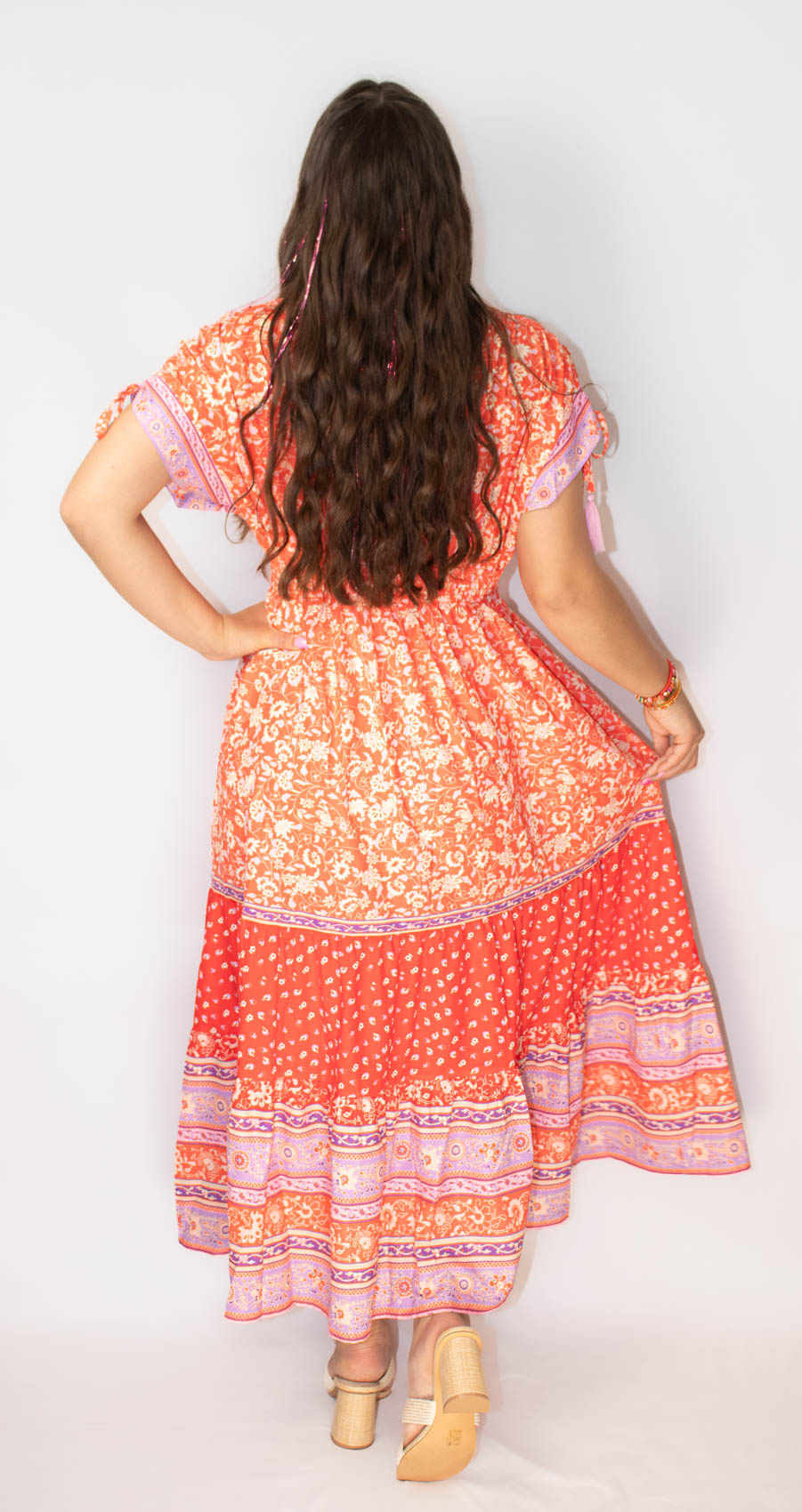 Boho Tassel Tie Sleeve Maxi Dress