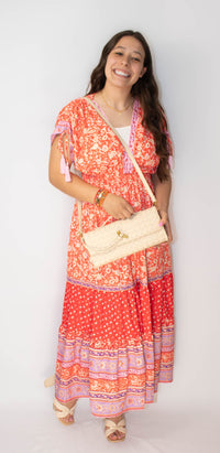 Boho Tassel Tie Sleeve Maxi Dress