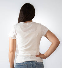 Ruffle Short Sleeve Top-White
