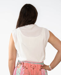 Stretchy Crinkled Fabric Sleeveless Top