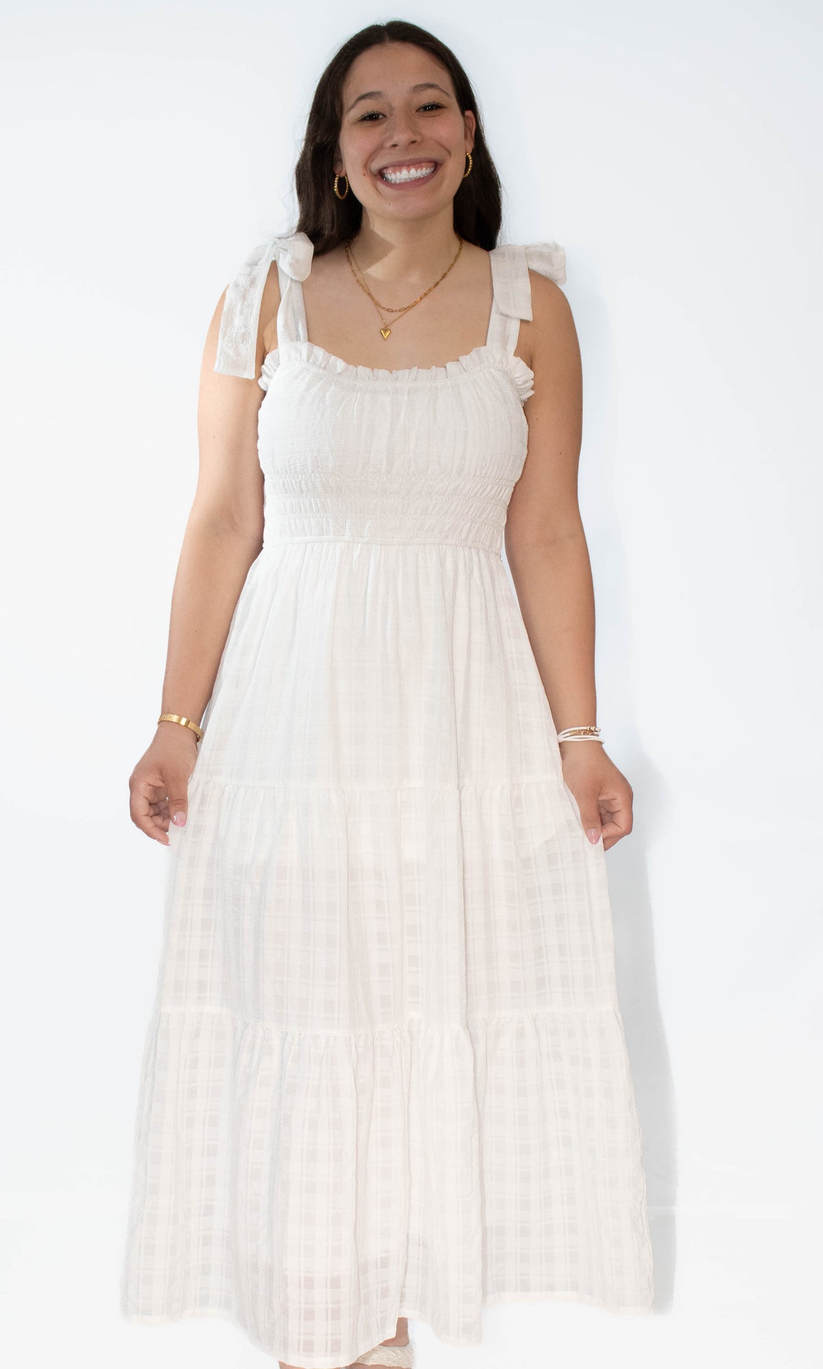 Tie Strap Midi Dress- Off White