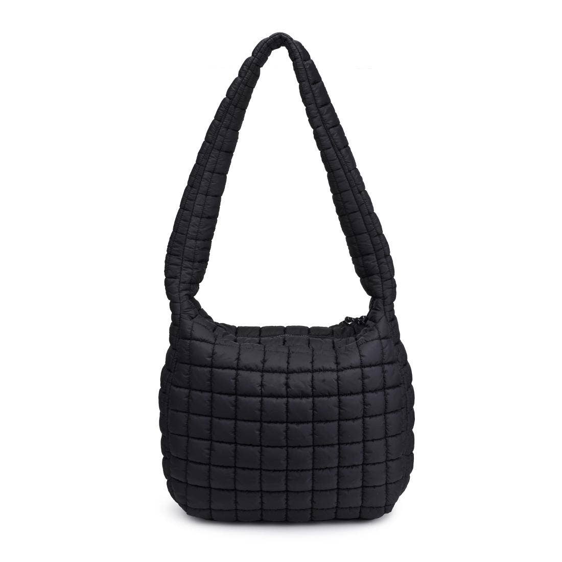 Leda Quilted Nylon Puffer Hobo: Black