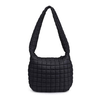 Leda Quilted Nylon Puffer Hobo: Black