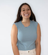 Stretchy Ruffle Sleeve Stripe Tank Top