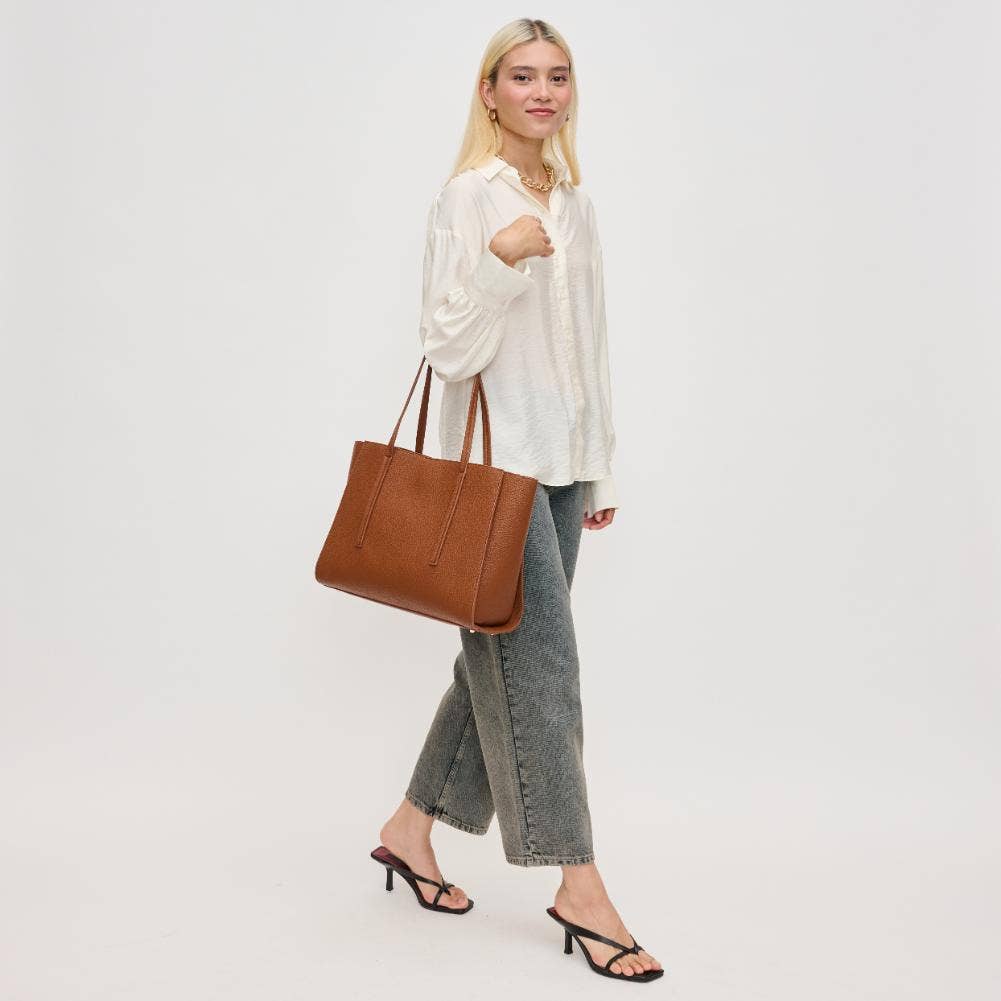Gabby Multi Compartment Tote: Tan