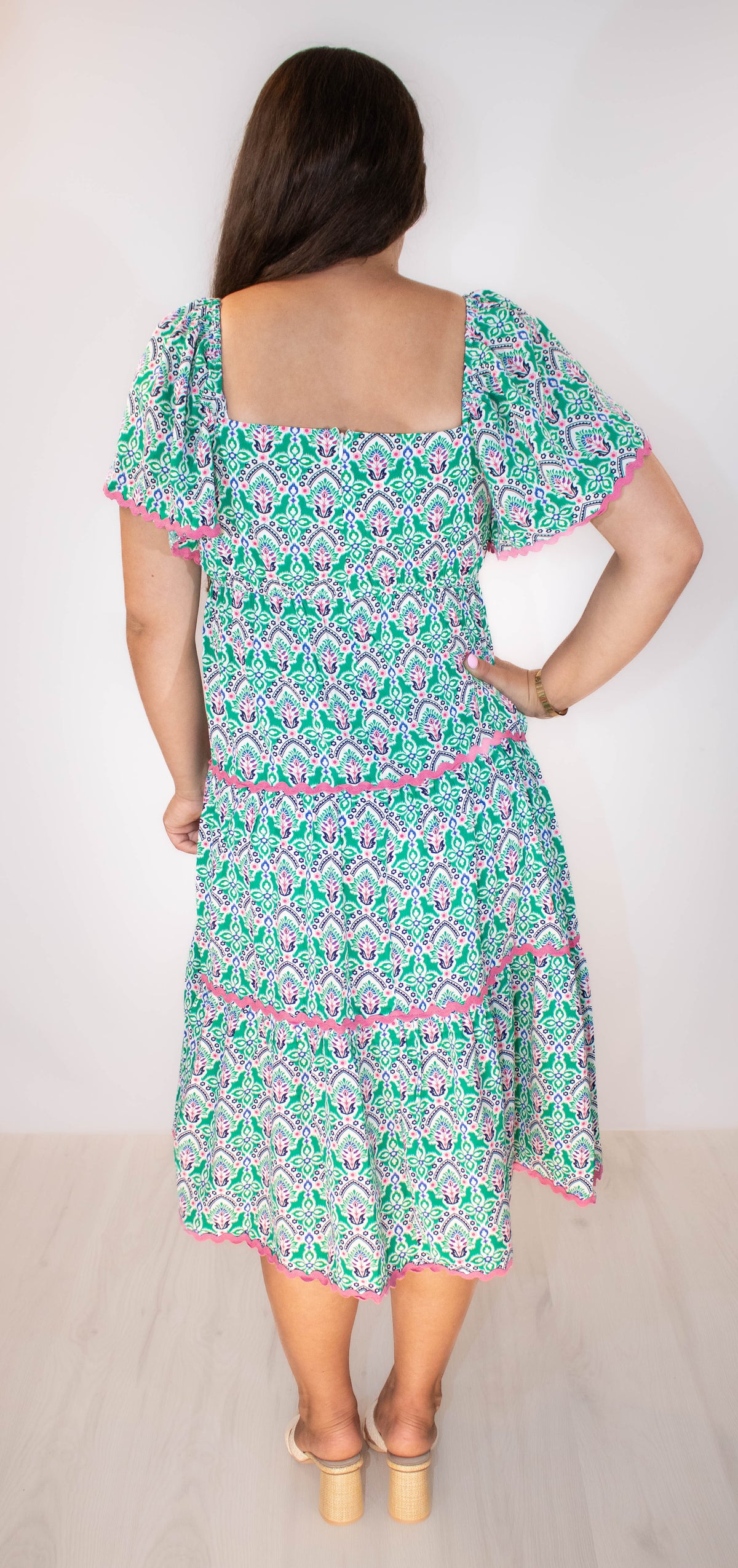 Green Tiered Midi Dress