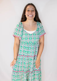 Green Tiered Midi Dress