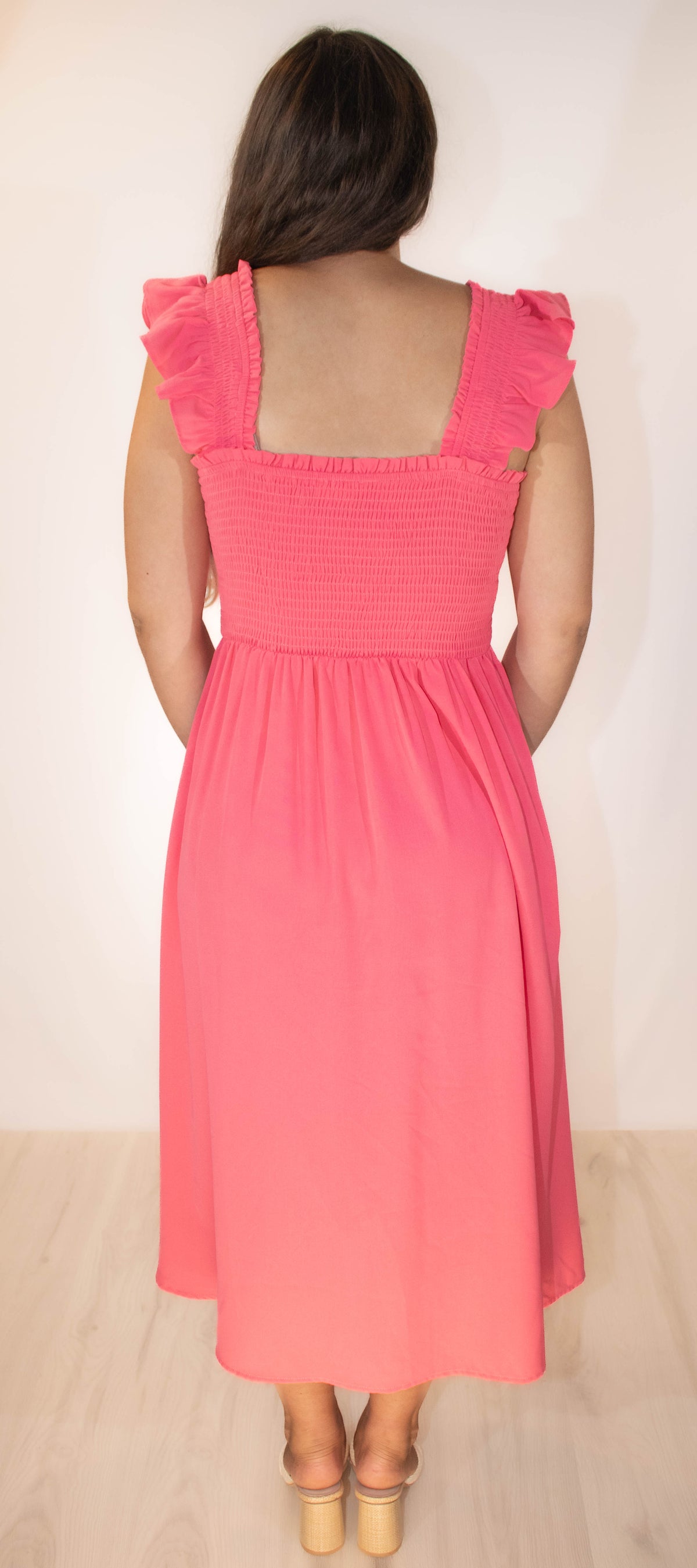 Solid Woven Midi Dress