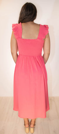 Solid Woven Midi Dress