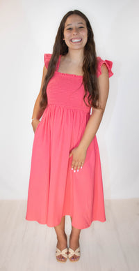 Solid Woven Midi Dress